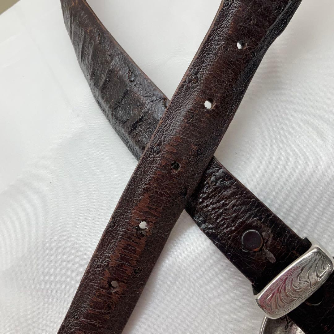 ルケーシー ベルト オーストリッチ ダークブラウン 34インチ