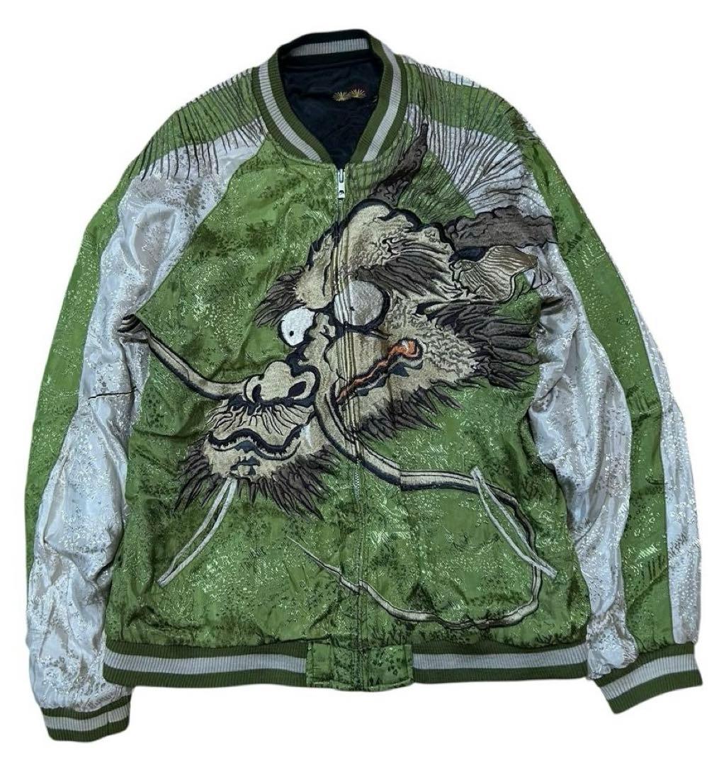 【名作】花旅楽団 龍 ✕ 武士・武者絵リバーシブル 刺繍 総柄スカジャン