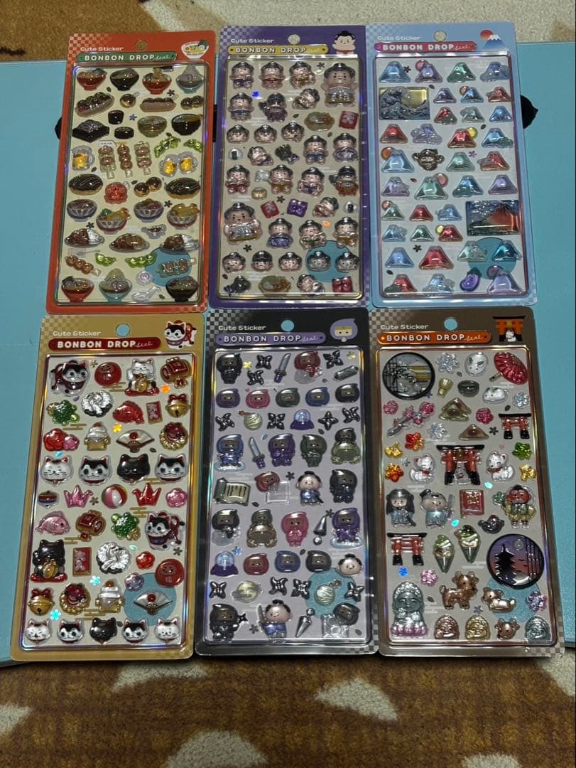 正規品☆ボンボンドロップシール 和柄 6枚セット ボンドロ