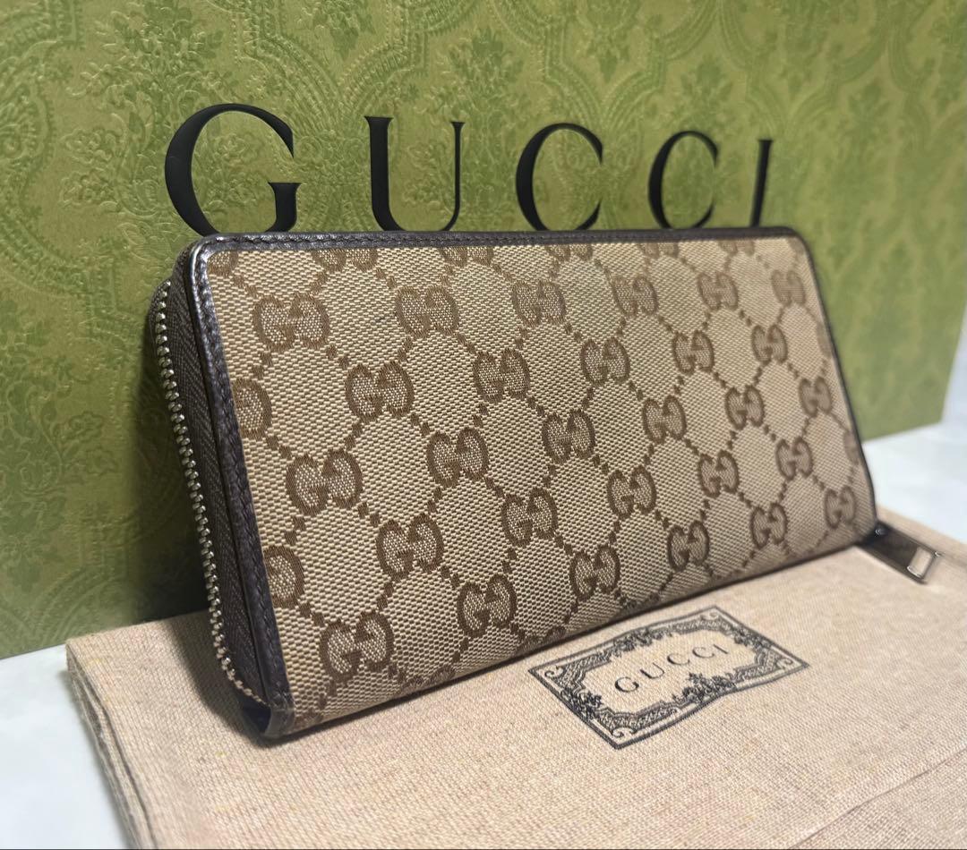 美品‼️ GUCCI 長財布 GGキャンバス ラウンドファスナー