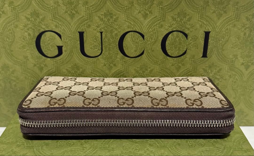 美品‼️ GUCCI 長財布 GGキャンバス ラウンドファスナー