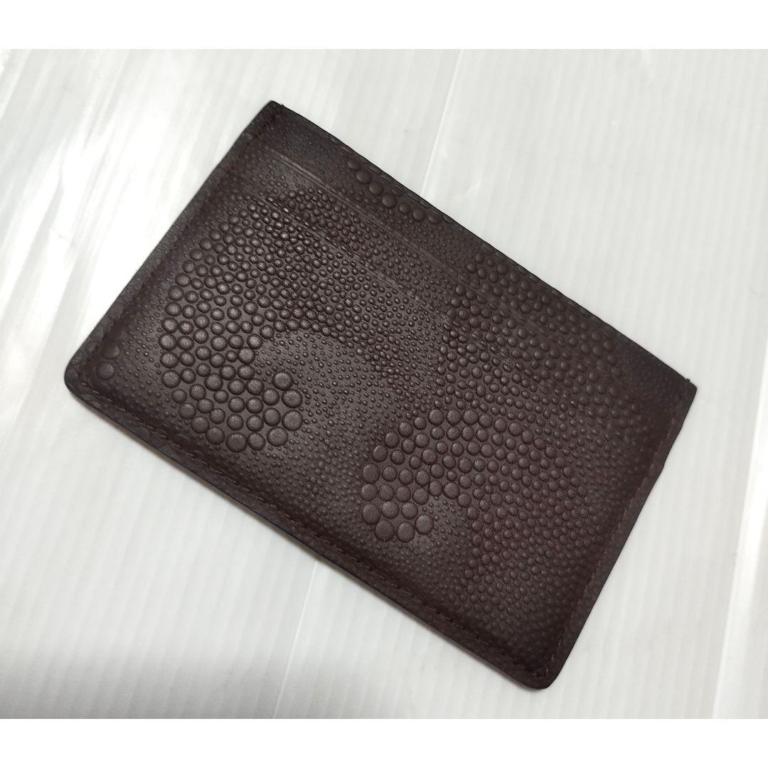 極美品　ティファニー ウェーブエンボス レザー カードケース 茶　箱無し