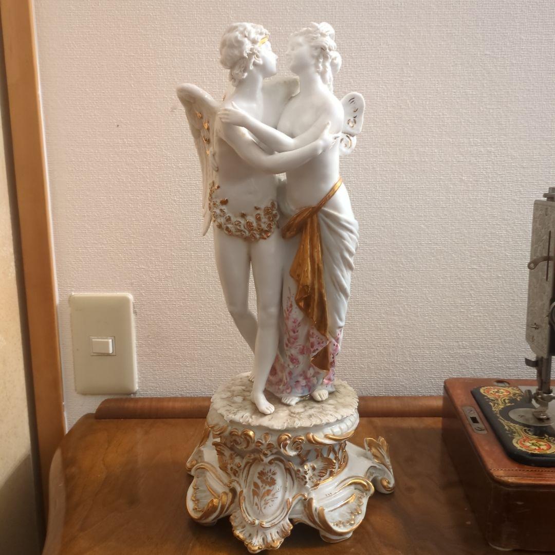 Tiche バロック風 天使と女性の彫刻 約30cm