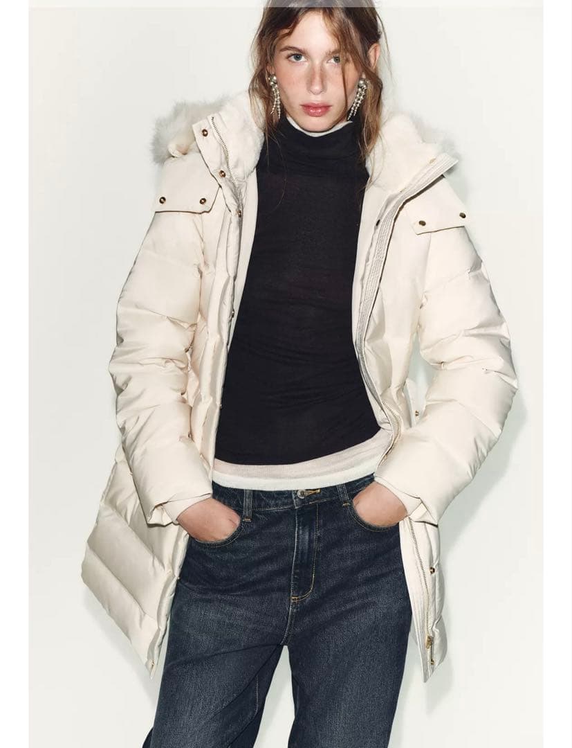 撥水加工入りウィンドブレーカーフード付きダウンジャケット　XS