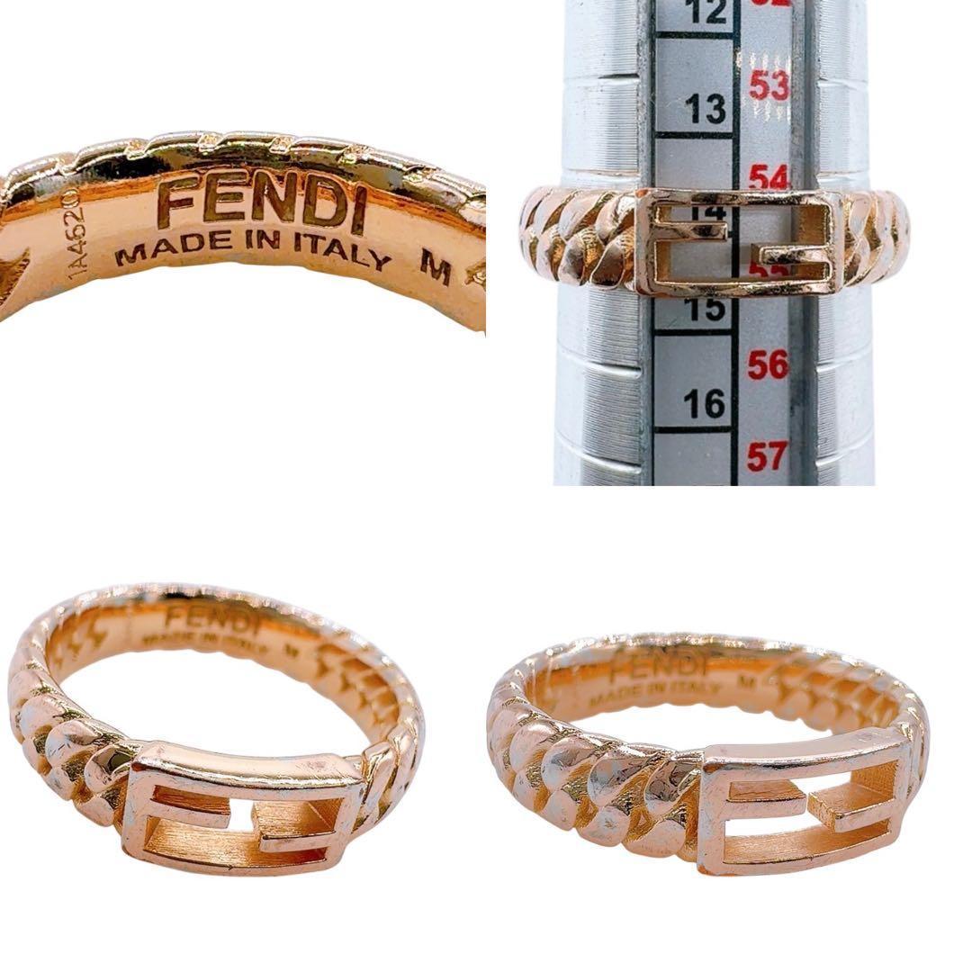 【美品】フェンディ バゲット リング FFロゴ 14号 ゴールド系 イタリア製