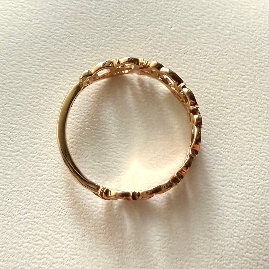 agete アガット K10 オリーブ モチーフ リング 指輪 透かし レース