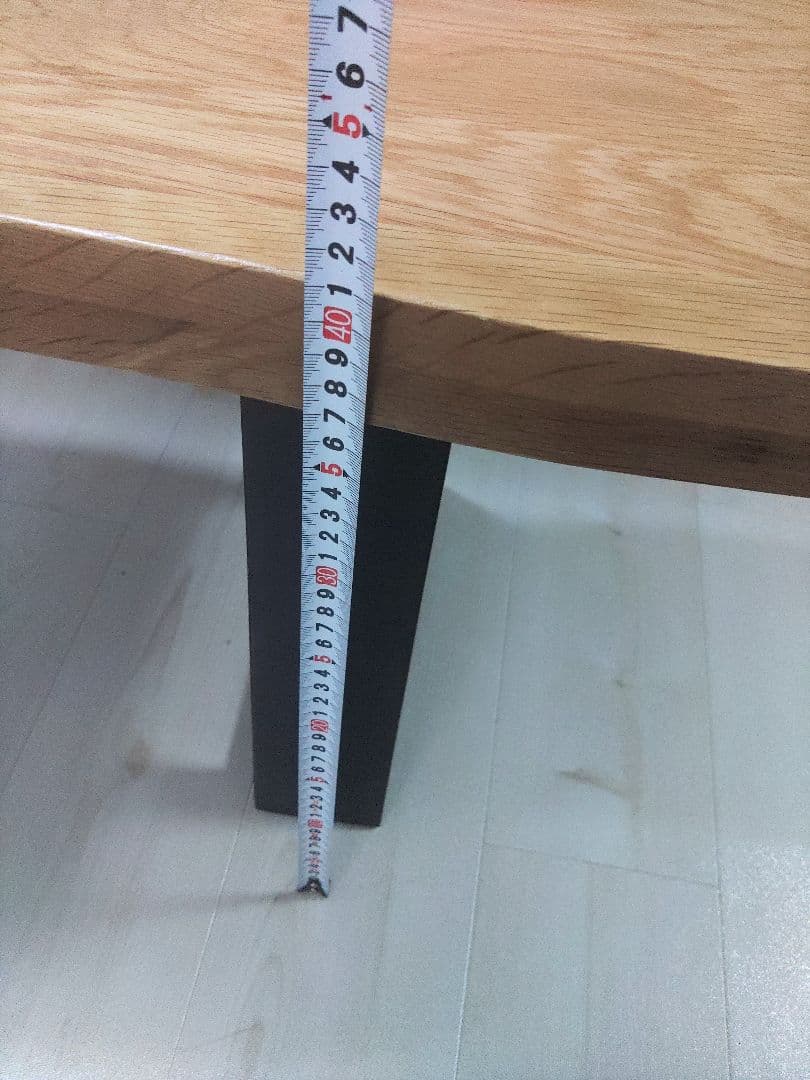 レザークッションおまけ付き　天然木　ダイニングベンチ　一枚板風　オーク　無垢材