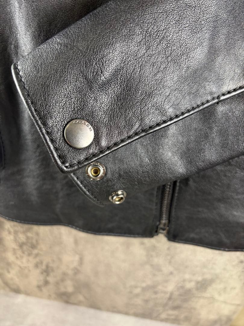 【美品】コーチ　黒 レザー シングルライダースジャケット
