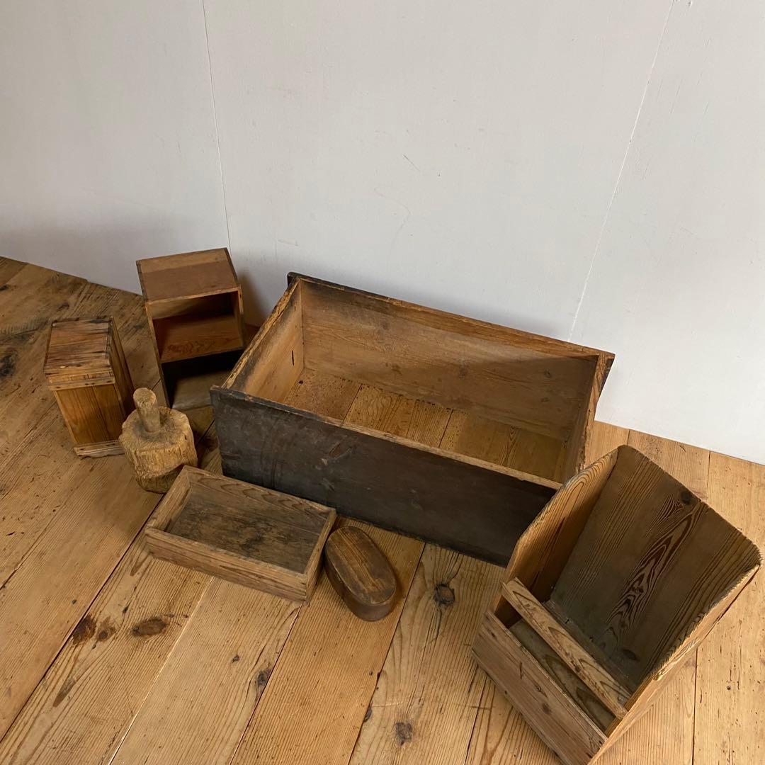 7点セット 木箱 雑貨 小物 古道具 民藝 ボックス y38