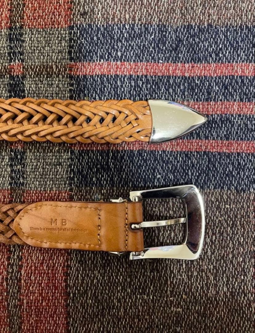 MB ハイエンド レザー メッシュ ベルト ベージュ