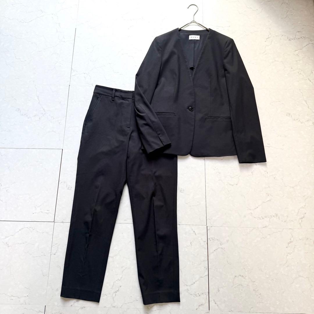 プラステ スーツ セットアップ リネンブレンド ノーカラー パンツ S ネイビー