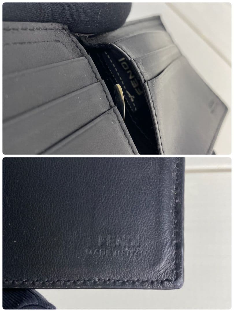 ✨極美品✨フェンディ　二つ折り　マネークリップ　ズッカ　ダイヤゴナル　バイカラー