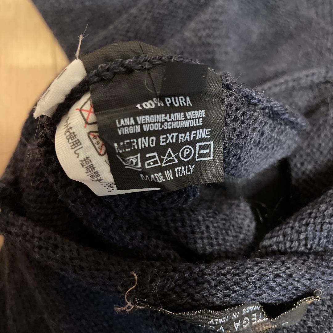 BOTTEGA VENETA 長袖タートルネックセーター グレー✖️ネイビー S