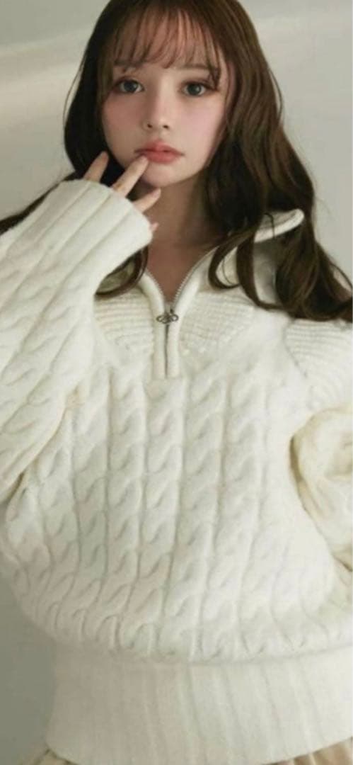 トップス ANDMARY Heart loose kint white