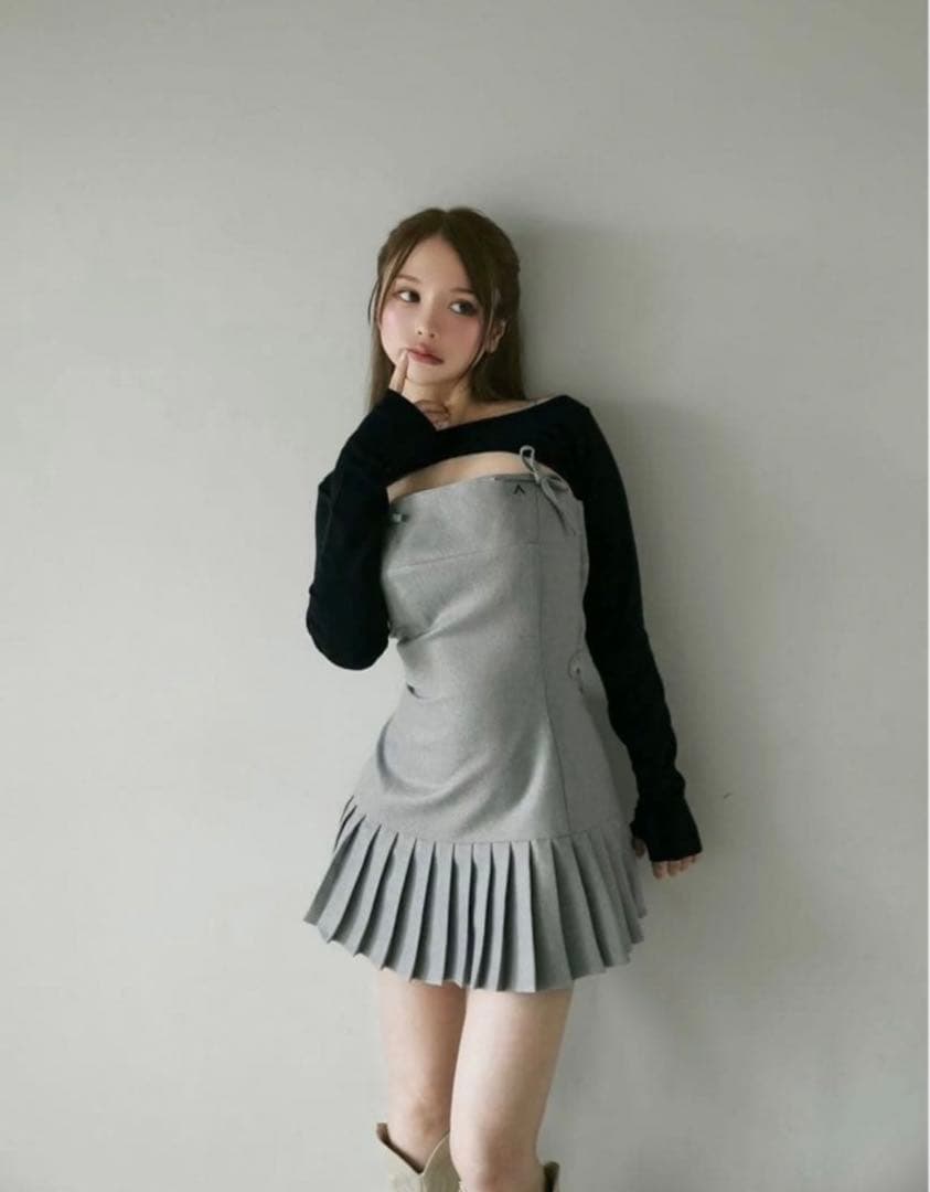 ワンピース ANDMARY karen knit set mini dress S gray
