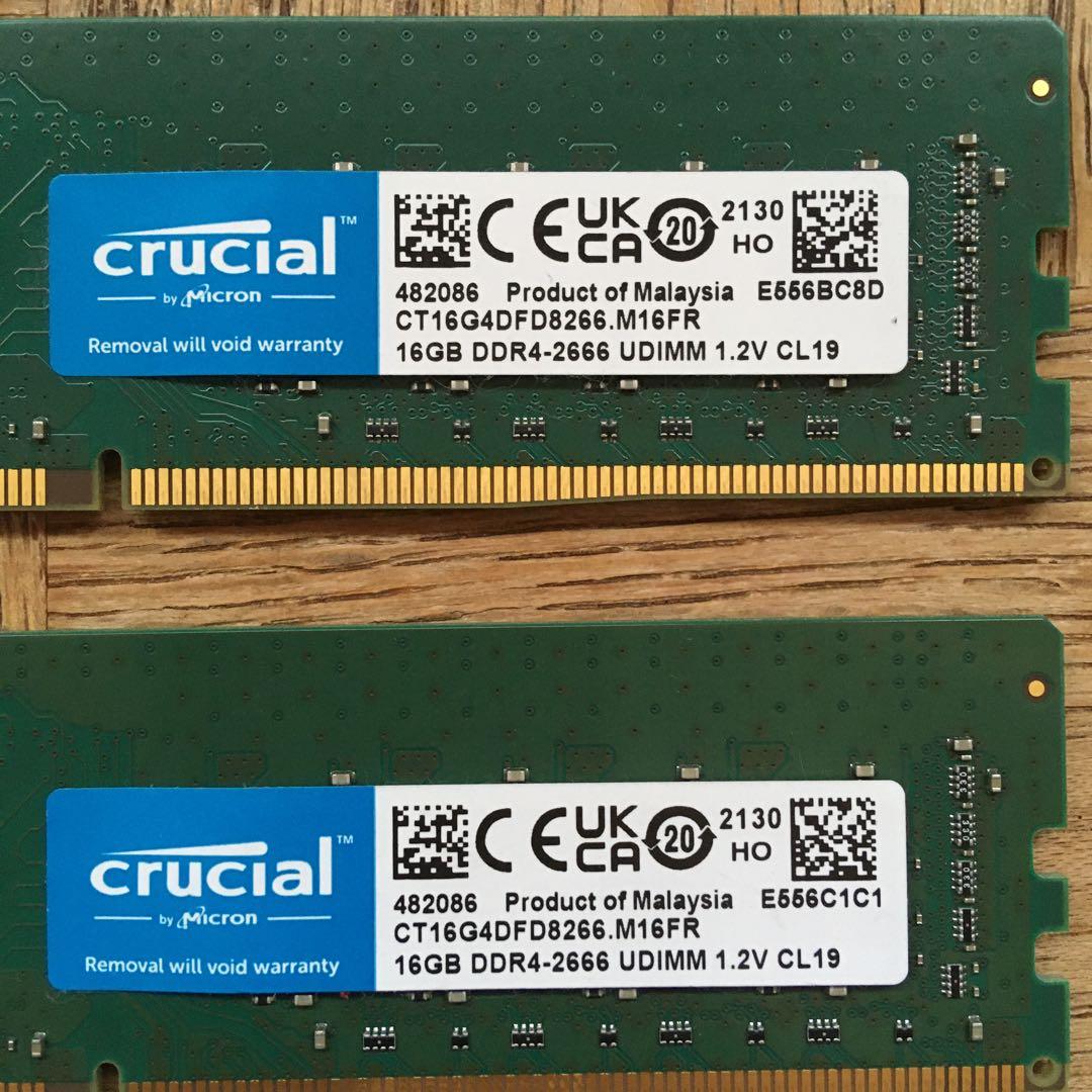 Crucial 32GB DDR4 2666MHz 16G ２枚組