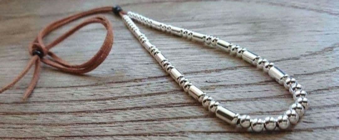 新品＊シルバー925 パイプビーズ ネックレス ゴローズ カスタム等に 革紐