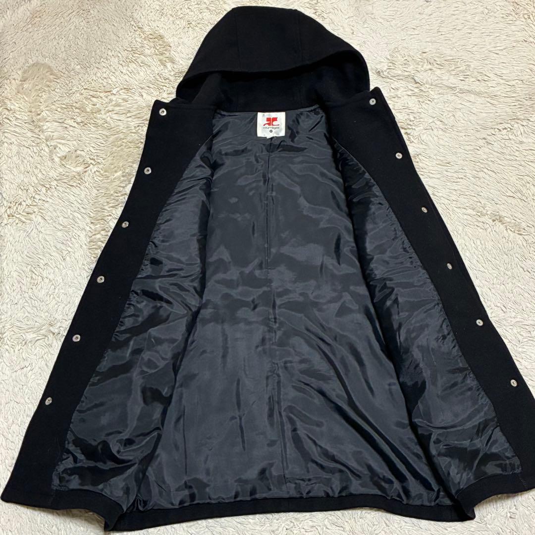 クレージュ21 スタジャン ウール100% フードジャケット　ロングコート