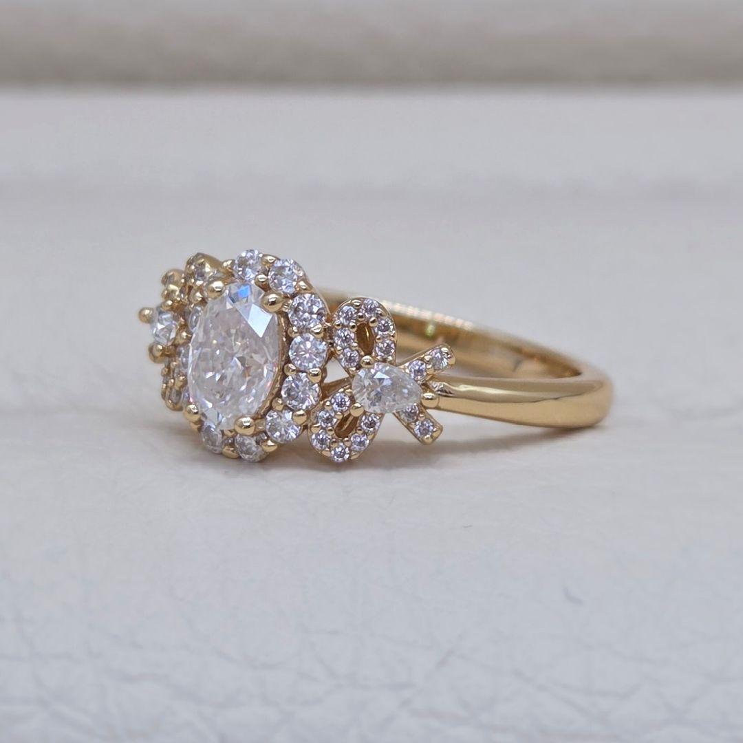 【椿さま お取り寄せ】モアサナイト リボンデザインリング 2ct オーバルカット