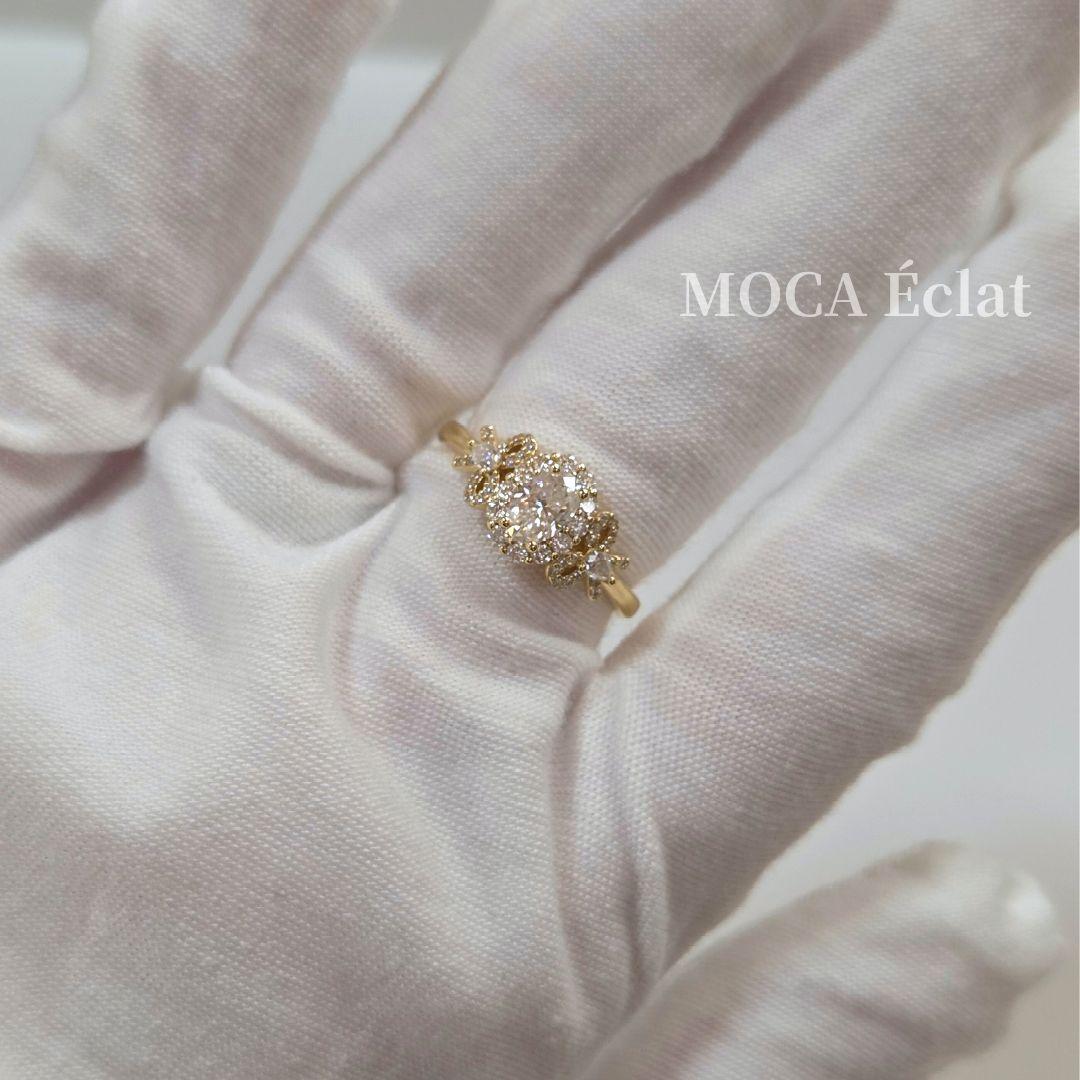 【椿さま お取り寄せ】モアサナイト リボンデザインリング 2ct オーバルカット