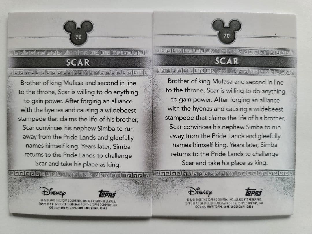 topps ミント ディズニー スカー ベース×パラレルセット　ライオンキング