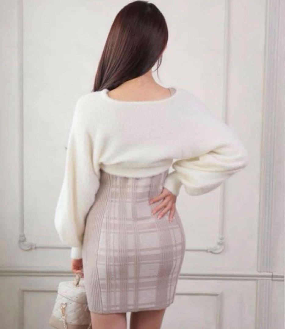 【美品】LIPSERVICE リボンフェザーアンサンブルニットワンピース