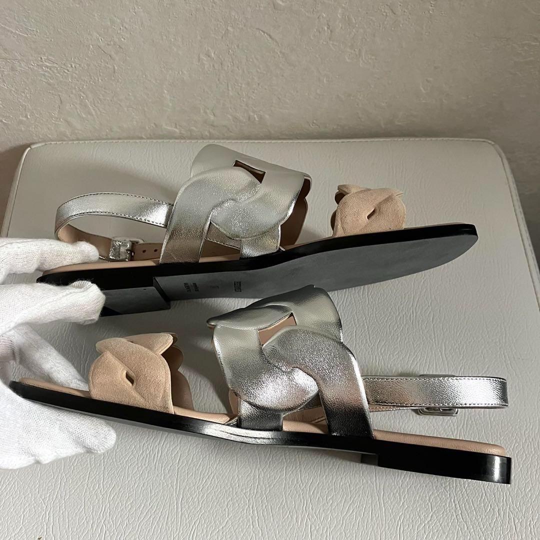 未使用級 HERMES エルメス グレース サンダル バイカラー 37 24㎝