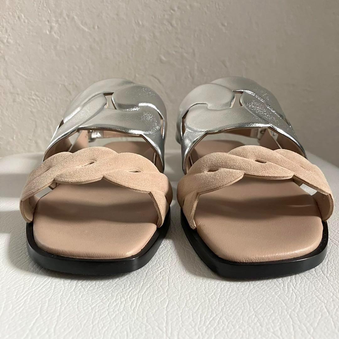 未使用級 HERMES エルメス グレース サンダル バイカラー 37 24㎝