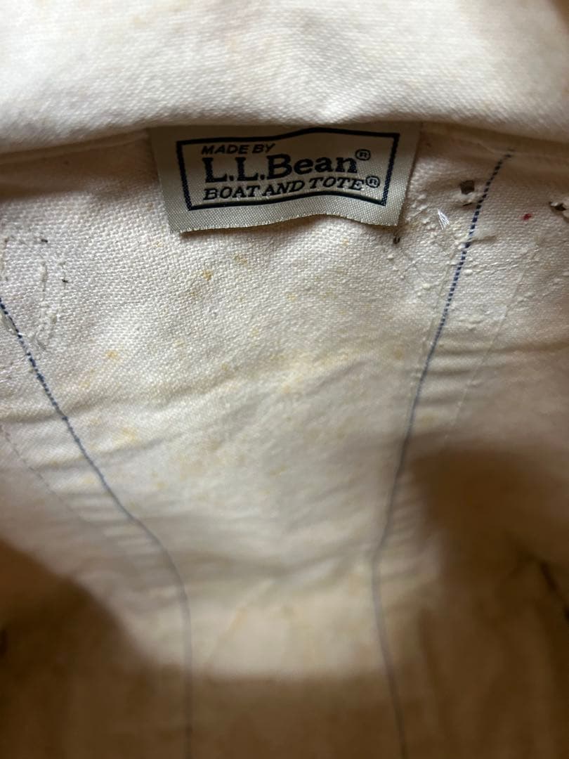 90s LLBean トートバッグ レザー アイボリー/ネイビー