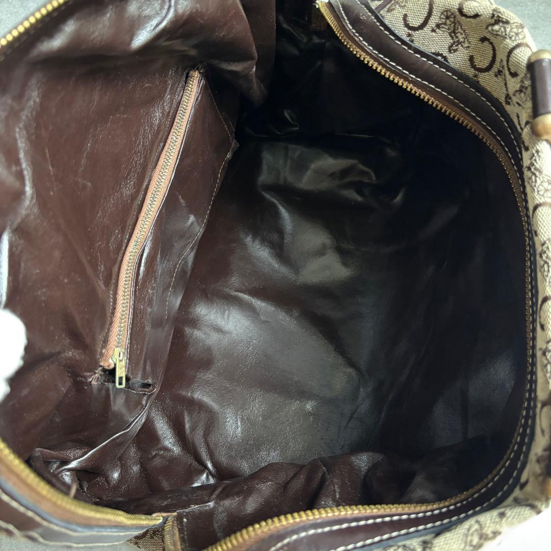 CELINE Cマカダム キャンバス レザー ハンドバッグ ボストンバッグ