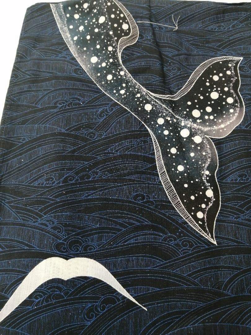 しげこです〜レア柄★めずらしい絵羽柄浴衣.紺地波柄