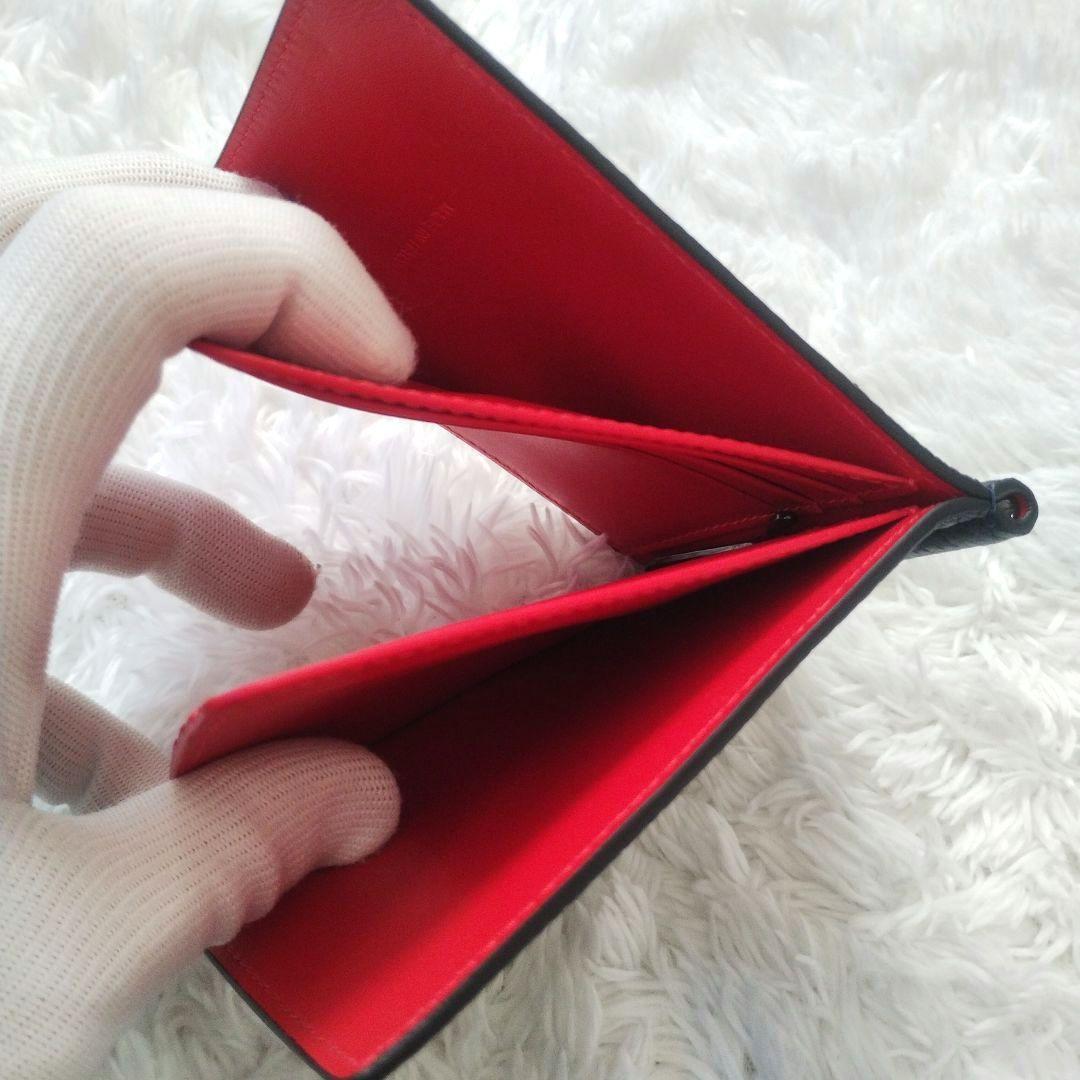【未使用品】クリスチャンルブタン　マネークリップ　スタッズ　札入れ　ネイビー　赤