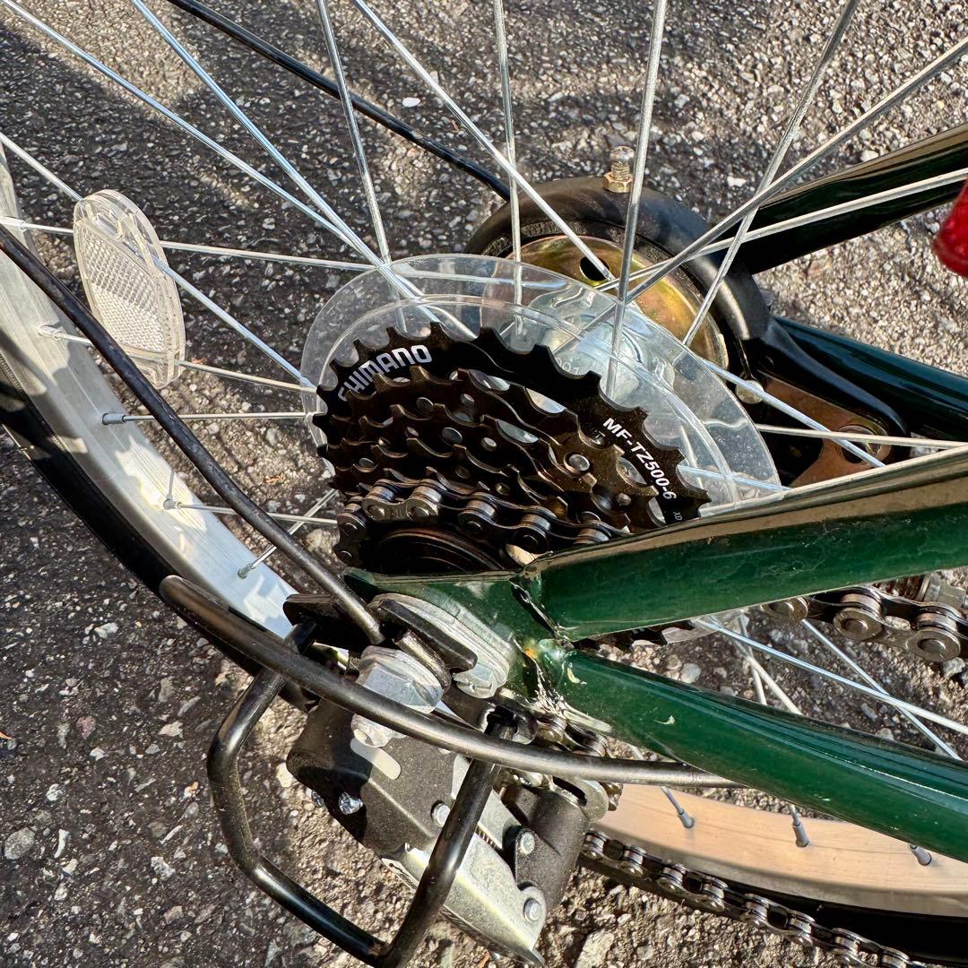 前カゴ付き 折りたたみ自転車 20インチ グリーン シマノ製ギア搭載