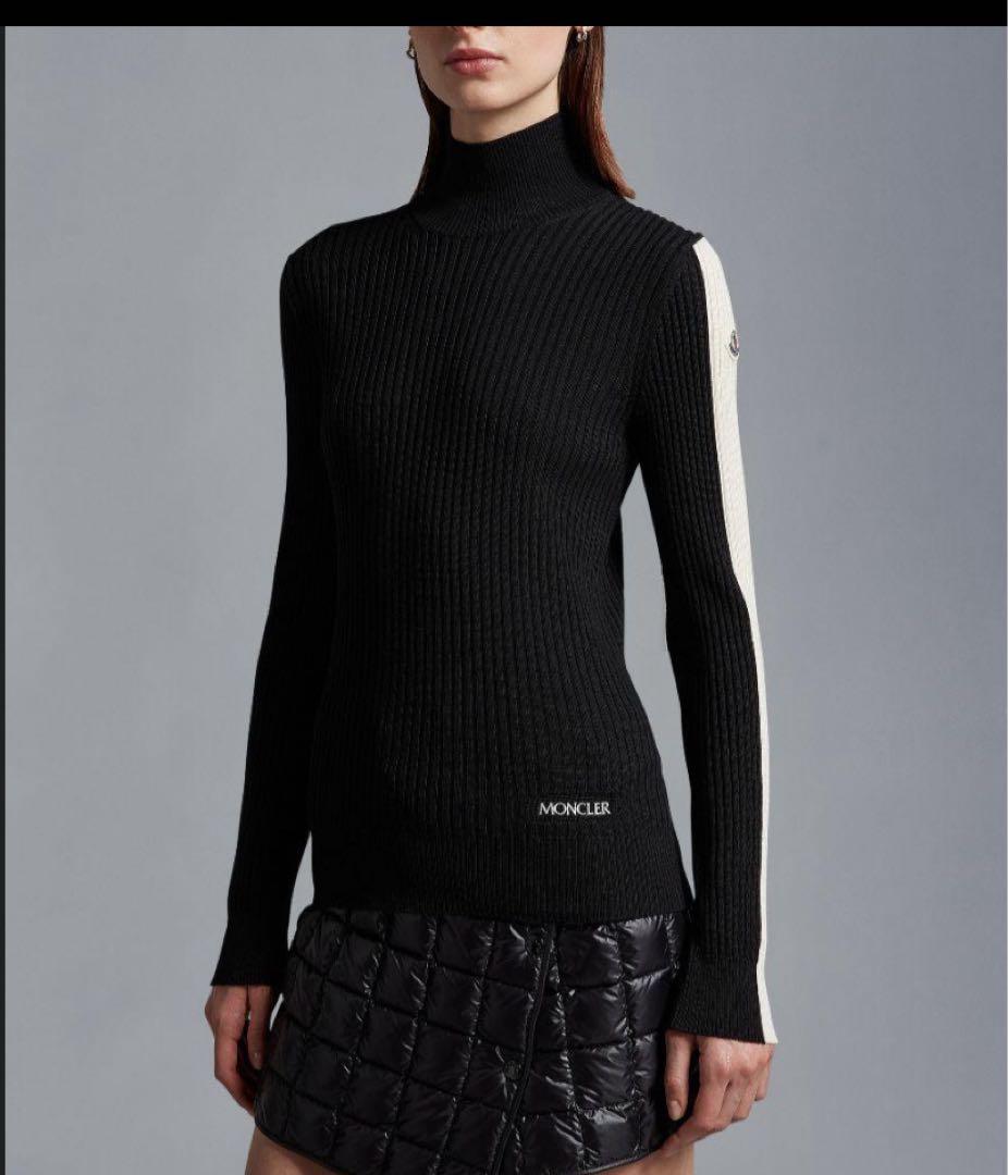 MONCLER ロゴ セーターニットタートルネック新作BLACK {S}専用⭐️