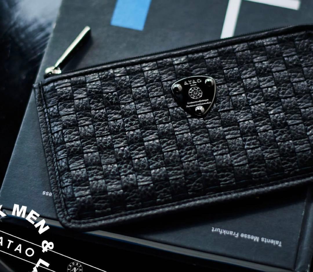 美品☆ATAO slimo メッシュ 黒 長財布 L字　メンズ レディース