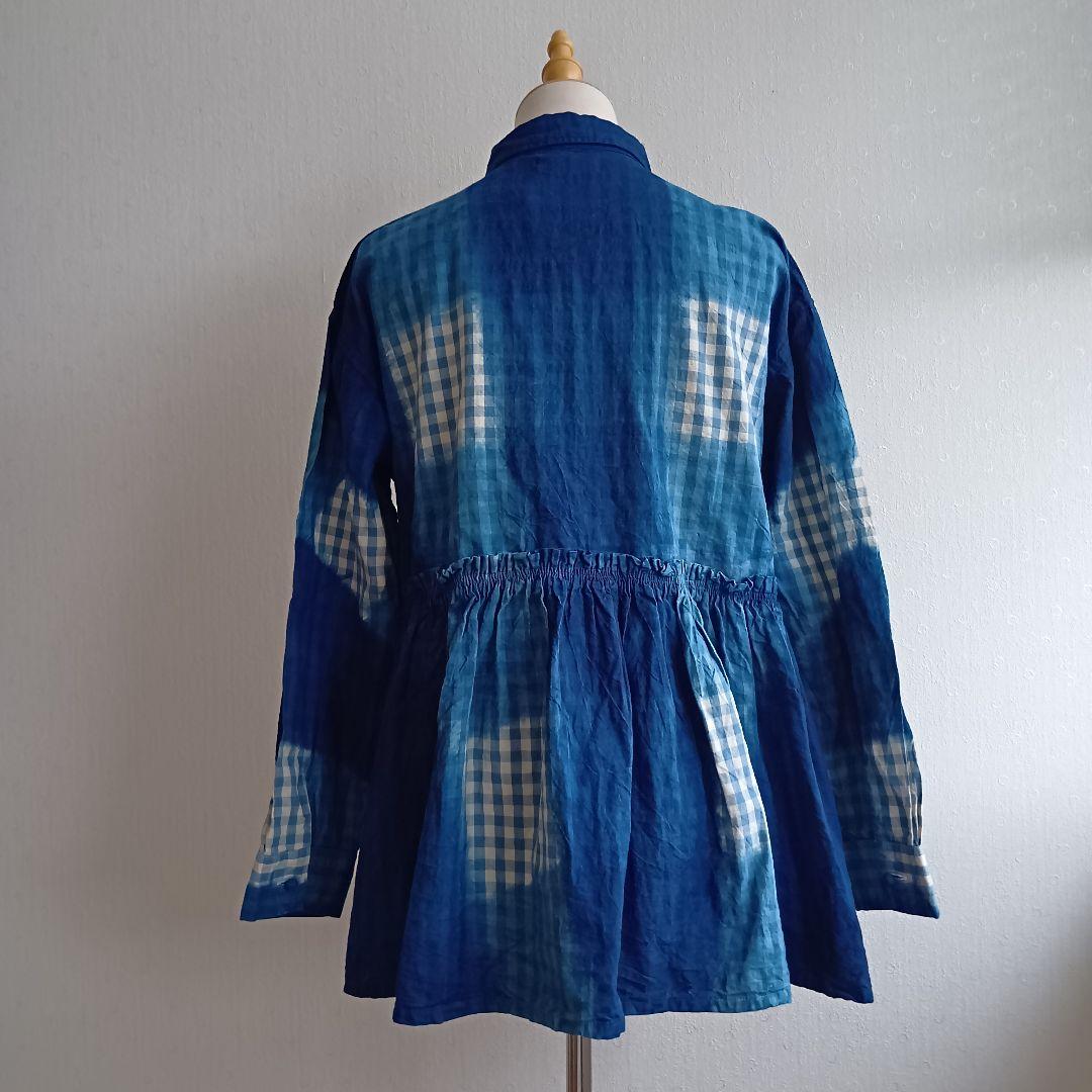 イチアンティークス 日本製 インディゴ染めシャツ チェック