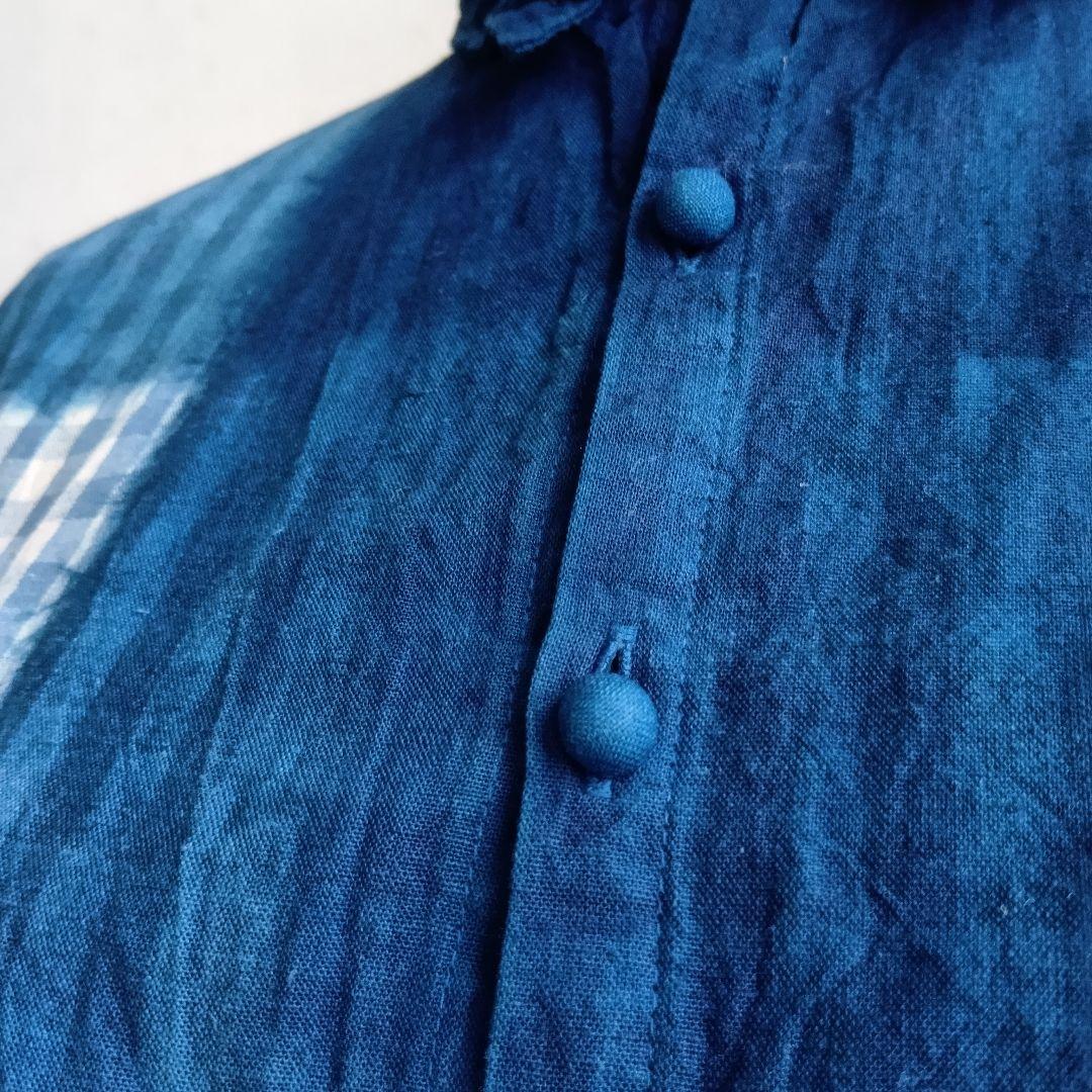 イチアンティークス 日本製 インディゴ染めシャツ チェック