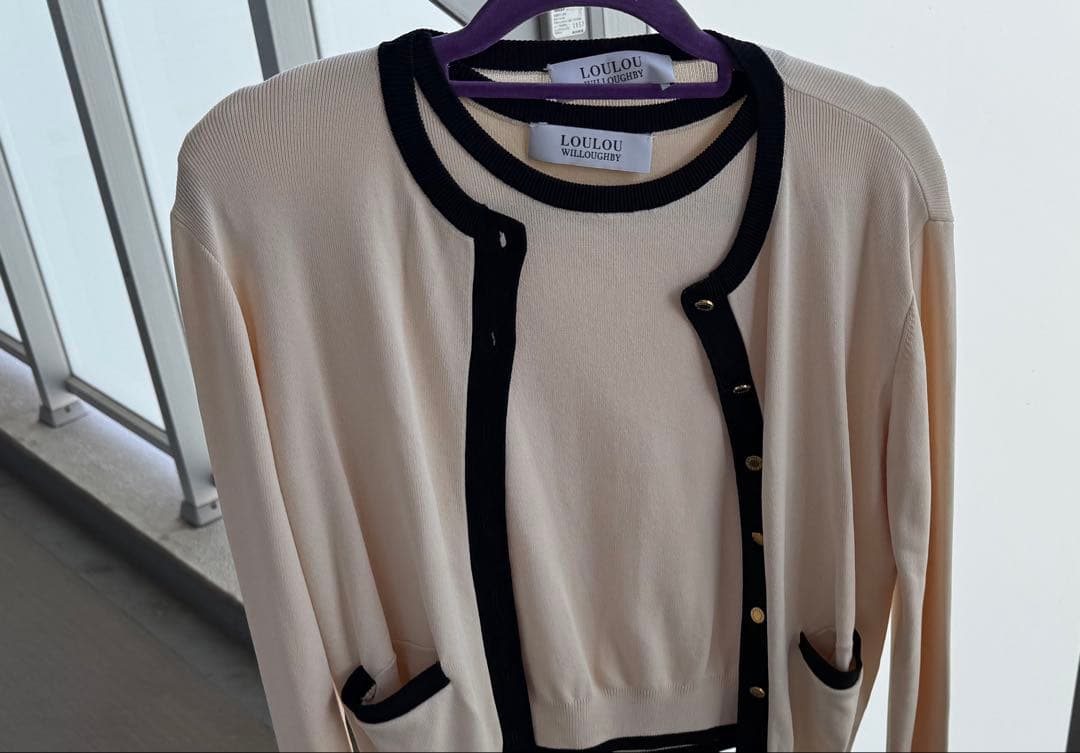 ルルウィルビー バイカラーカーディガン　ノースリーブニット　プルオーバー