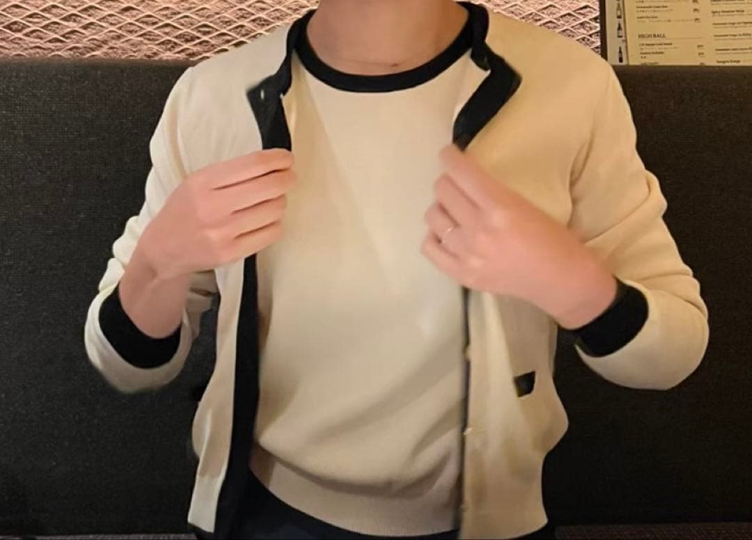 ルルウィルビー バイカラーカーディガン　ノースリーブニット　プルオーバー