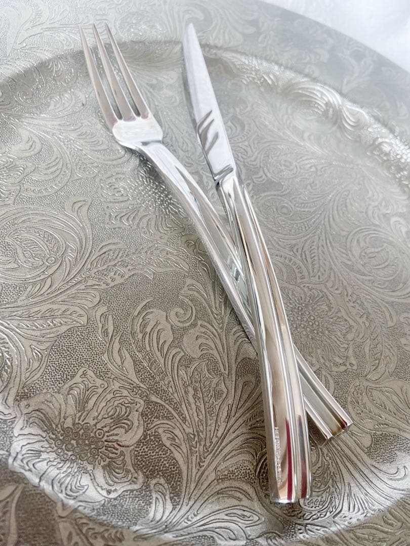 完売　エルメス　オンドOnde 「波」ナイフ＆フォーク　2本 シルバープレート