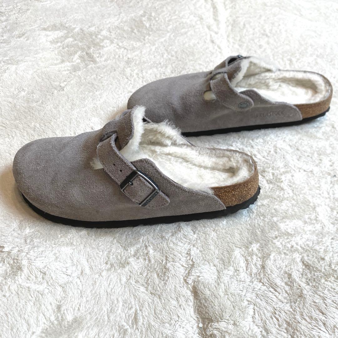 ビルケンシュトック　ボストン　シアリング　内ボア　ムートン　グレー　25cm