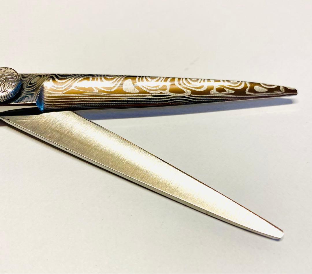 新品 カットシザー セニングシザー ダマスカス柄　25% 理容 美容 理美容 鋏