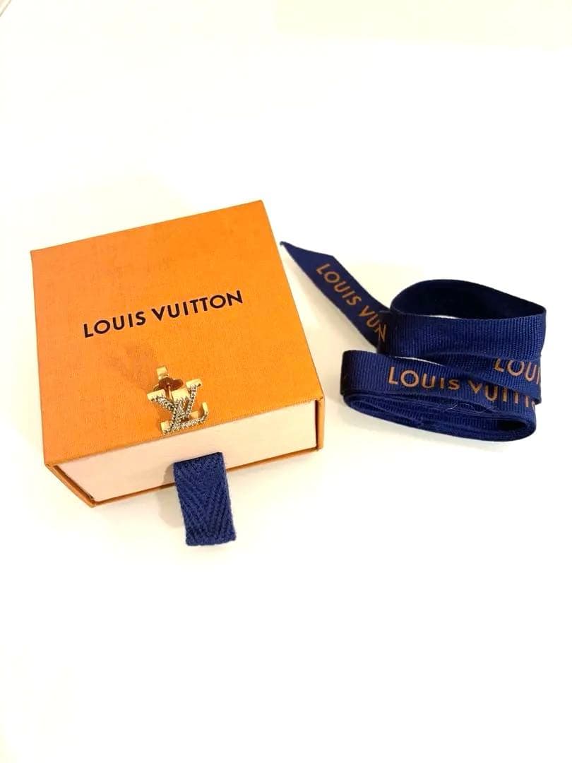 ルイヴィトンピアス片耳用ラインストーンゴールド