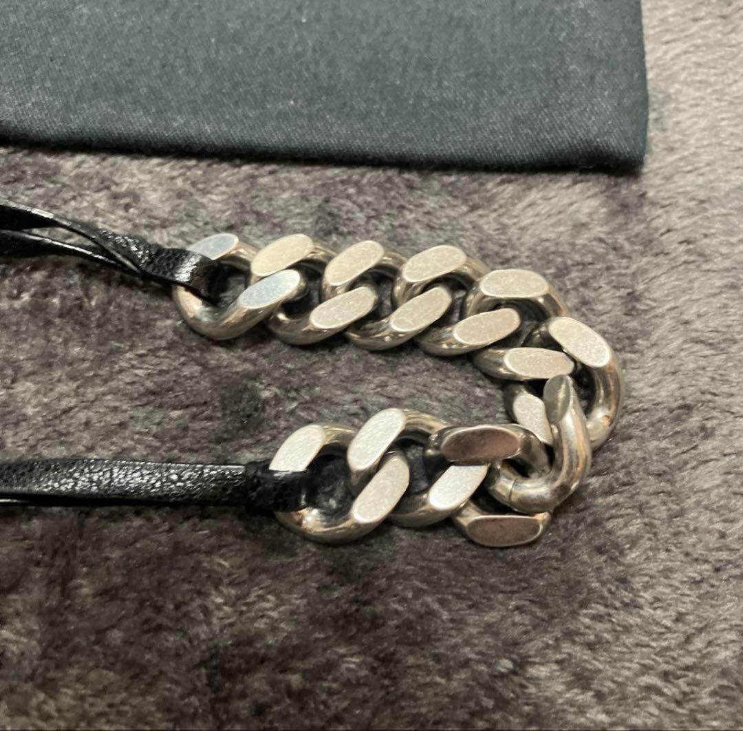 YSL サンローラン　ブレスレット　シルバー　レザー