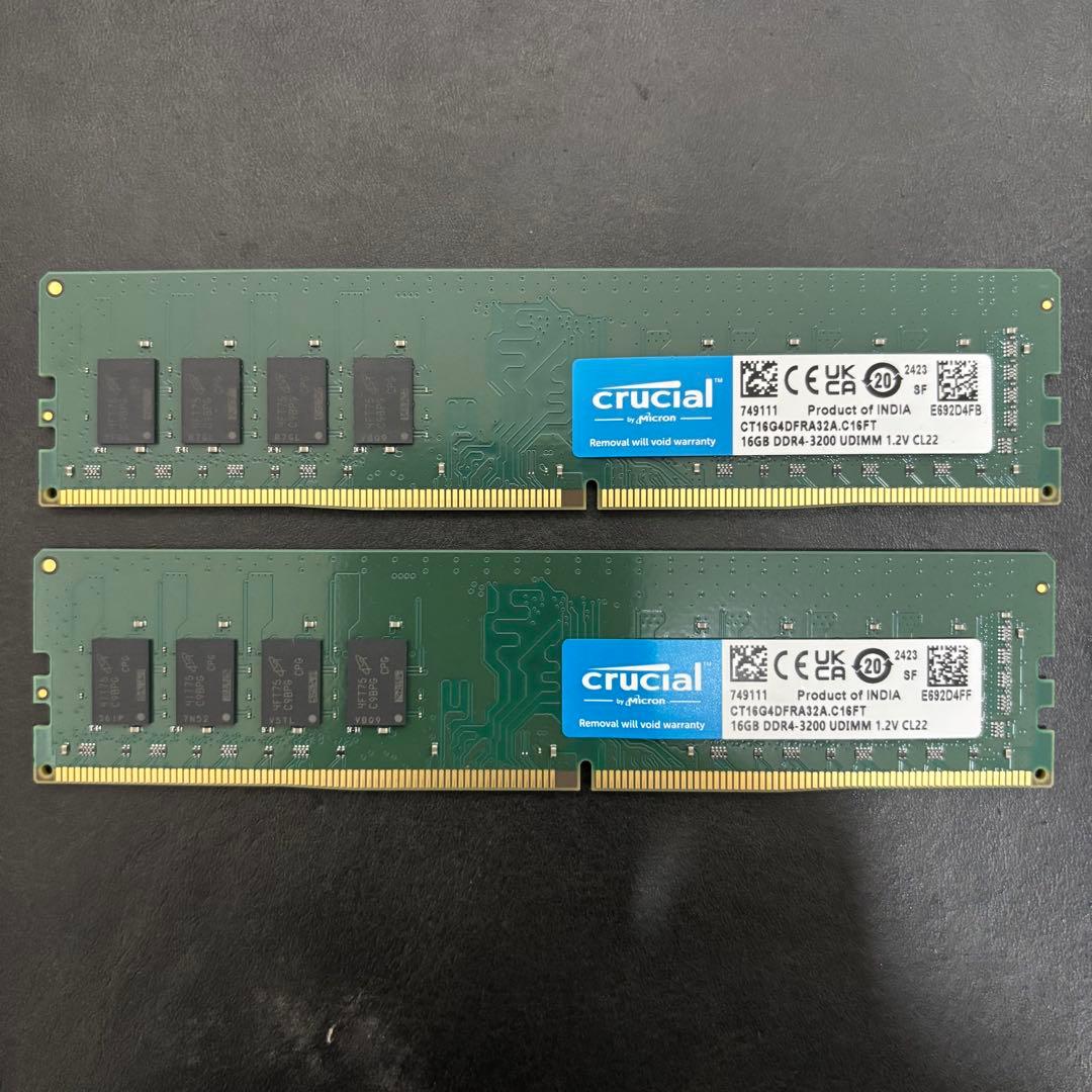 Crucial 32GB DDR4-3200 16GB×2枚 メモリ