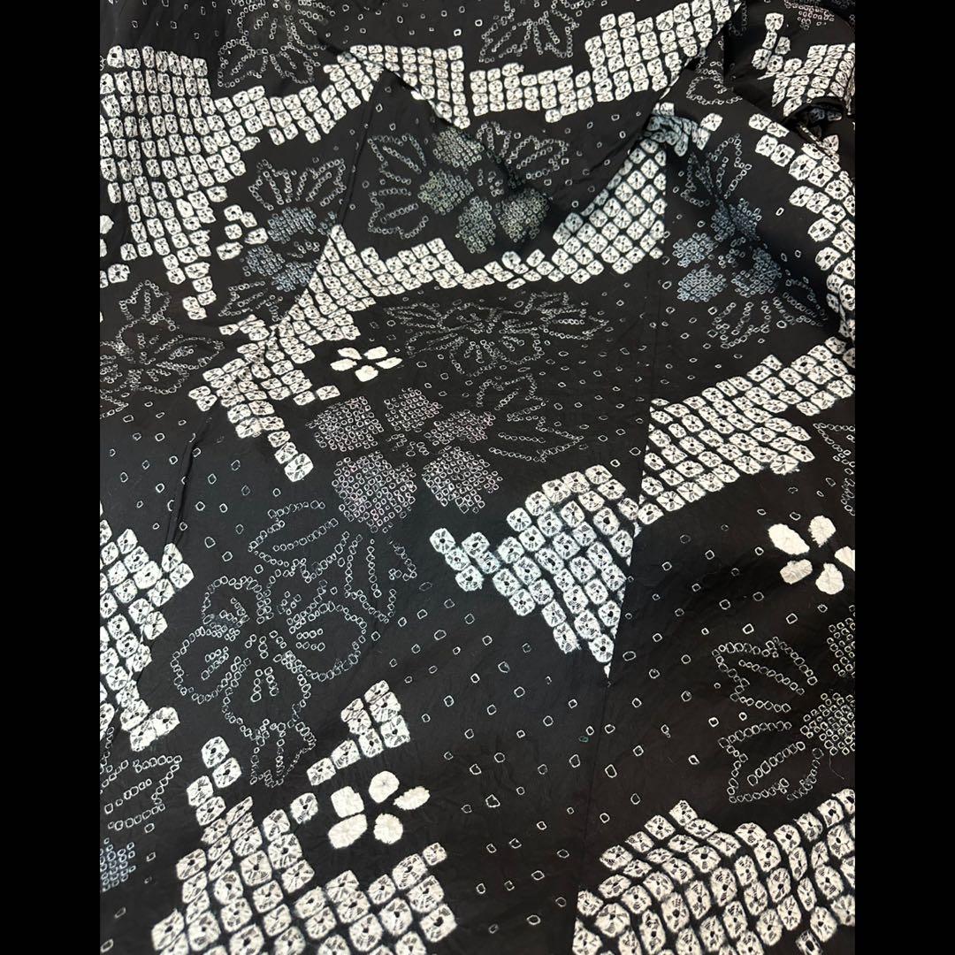 新品美品✨希少トールサイズ　有松鳴海絞り浴衣　黒