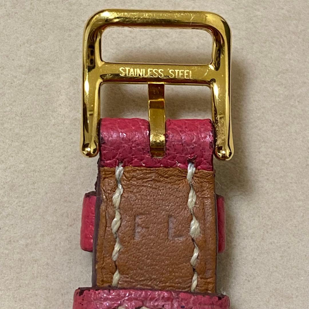 エルメス HERMES Hウォッチレザーベルト ゴールド金具 ピンク系