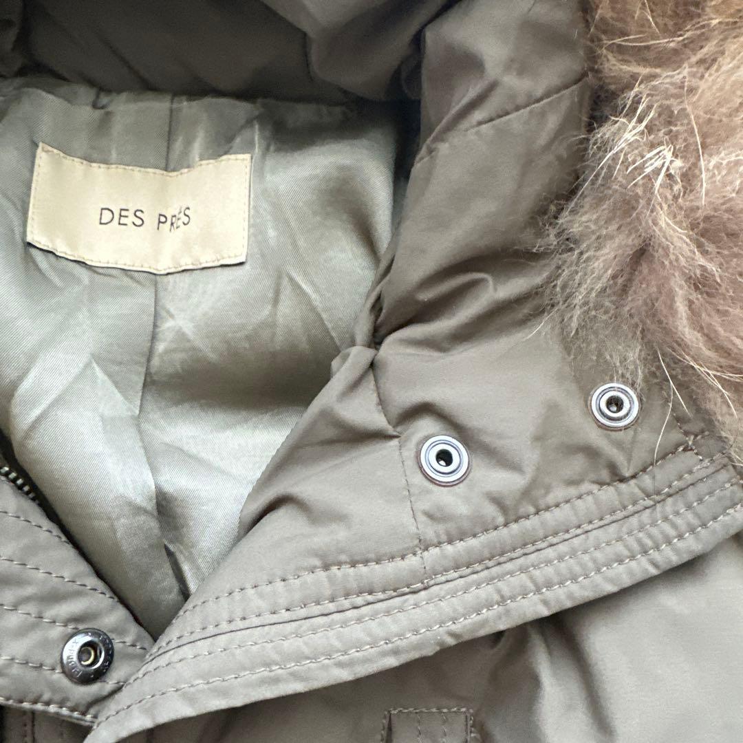 DES PRESダウンコートオリーブグリーン ファー付き　モッズコート