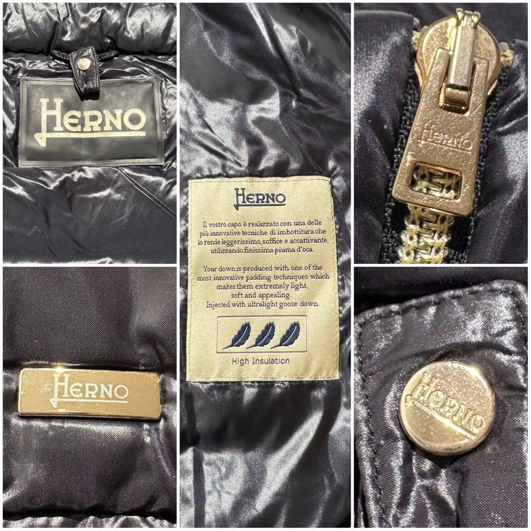 【アームカバー付☆美品】HERNO ダウンジャケット PI0518D 黒 42