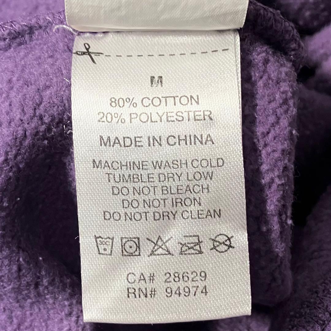 【鬼レア】ステューシー☆刺繍センターロゴスウェットパーカーM人気パープル